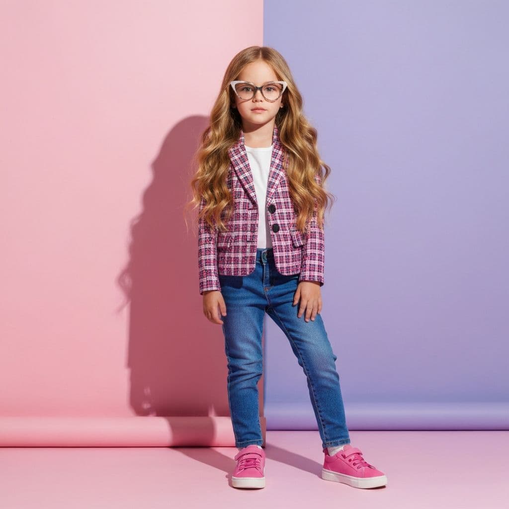 ילדה עם משקפיים בחנות אופטיקה לילדים